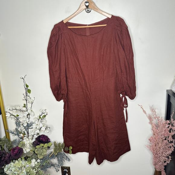 SCANLAN THEODORE Linen Romper Playsuit Rusted Brown Sz 6 {J46} - Picture 2 of 5